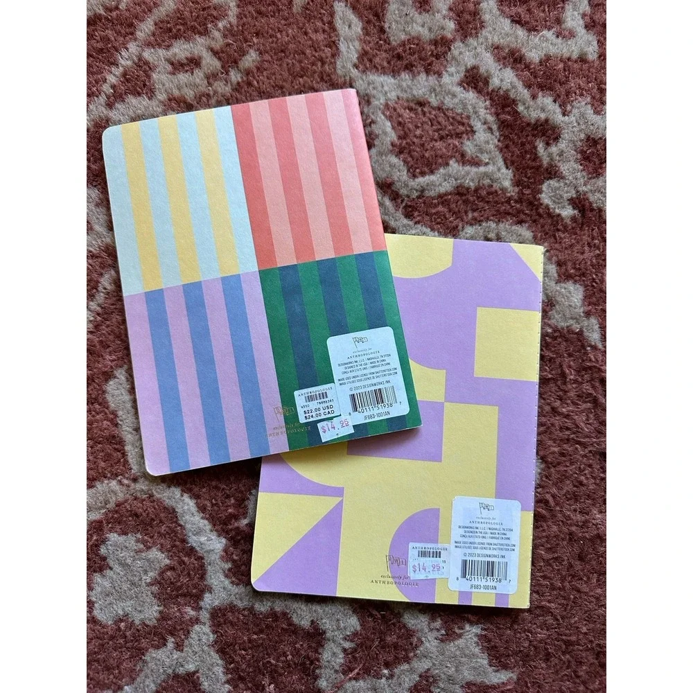 Anthropologie‎ Small Thin Notebooks Retro Colorful Lined
